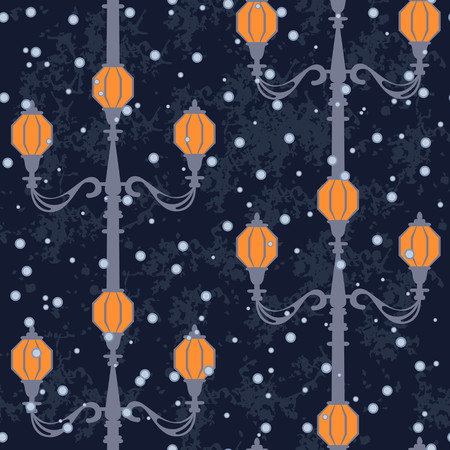 Beautiful winter background with street lampsのイラスト素材