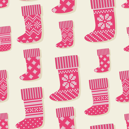 Christmas socks for gifts vector seamless patternのイラスト素材
