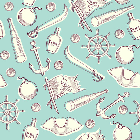 Pirates theme seamless vector backgroundのイラスト素材