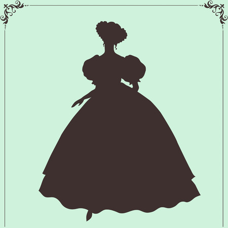 Woman in beautiful dress silhouetteのイラスト素材