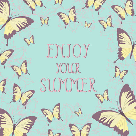 Enjoy your summer  Colorful vector illustration with butterfliesのイラスト素材