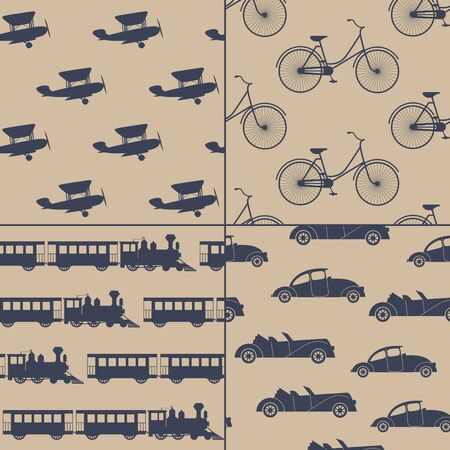 Vintage trahsportation. Set of vector backgroundsのイラスト素材