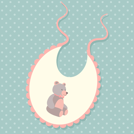 Baby bib vector illustration with teddy bearのイラスト素材