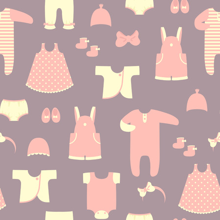 Baby clothes set. Seamless vector background.のイラスト素材