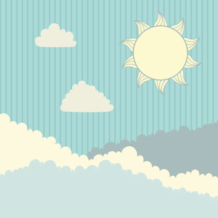 Sky with clouds and sun. Vector illustrationのイラスト素材