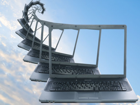 Figure of notebooks in the sky