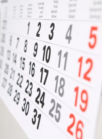 Close up a calendar page の写真素材