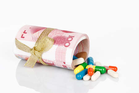 isolated on a white background, medication costsの写真素材