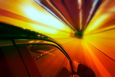 High-speed car in the tunnel, Motion Blur