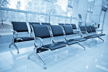 a bench of steel on an airportのeditorial素材