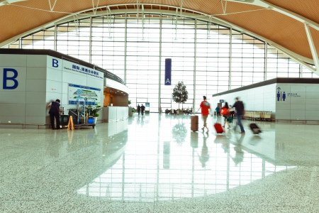 interior of the modern architectural in shanghai airport.のeditorial素材