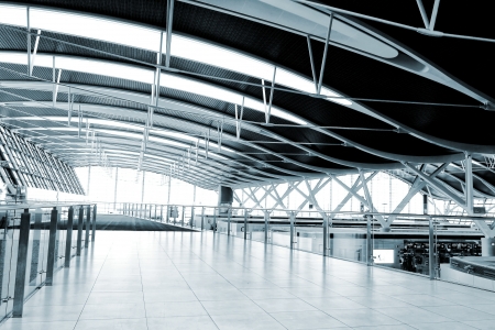 interior of the modern architectural in shanghai airport.のeditorial素材