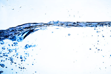 Clean water and water bubbles in blue