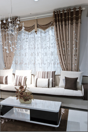 Sofa frame tables and chairs. Interior decoration ...のeditorial素材