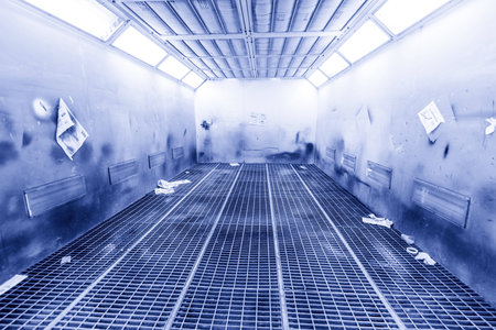 The empty car spray paint roomの写真素材