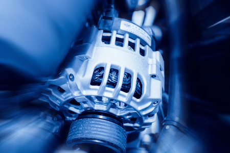 The car\'s engine closeup