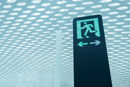 Airport, safety exit indicationのeditorial素材