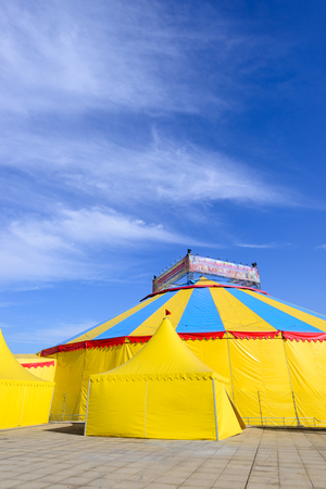 Construction circus at festivals , with tent and showのeditorial素材
