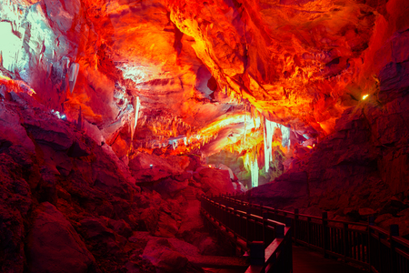 Rock formation inside a caveの写真素材