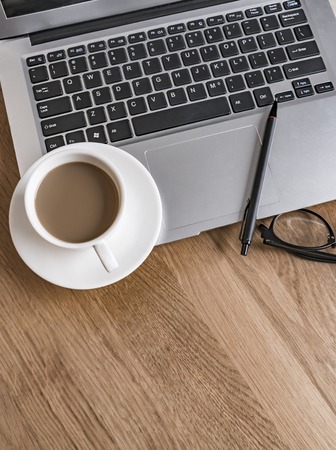 Office work with laptopのeditorial素材