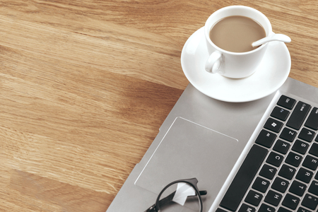 Office work with laptopのeditorial素材
