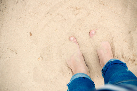 A close-up of the beach foot