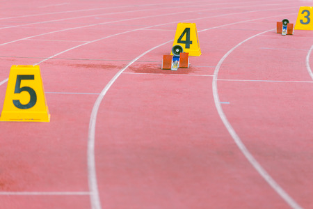Starting blocks on the tracksの写真素材
