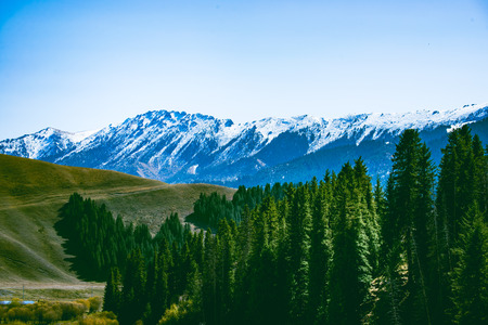 Snow mountain, high altitude scenery, Xinjiang, Chinaの写真素材