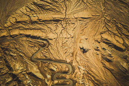 Top view of highways on a mountainの写真素材