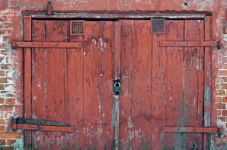 old red wooden gateの写真素材