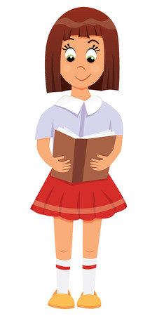 Illustration of a little girl with bookのイラスト素材