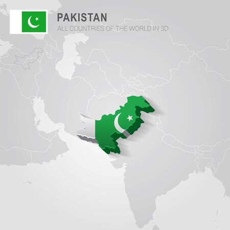 Pakistan and neighboring countries. Asia administrative map.のイラスト素材