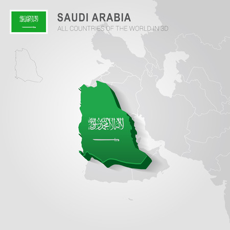 Saudi Arabia drawn on gray map.のイラスト素材