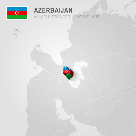 Azerbaijan drawn on gray map.のイラスト素材