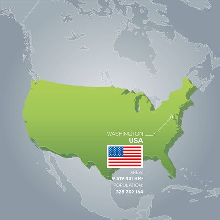 USA 3d map with information of area and population of the country.のイラスト素材