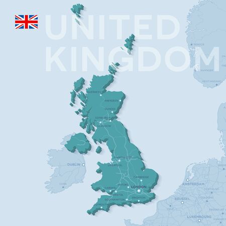 Map of cities and roads in United Kingdom.のイラスト素材