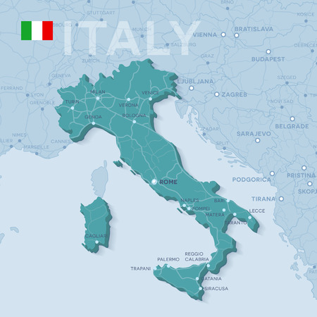 Map of cities and roads in Italy.のイラスト素材