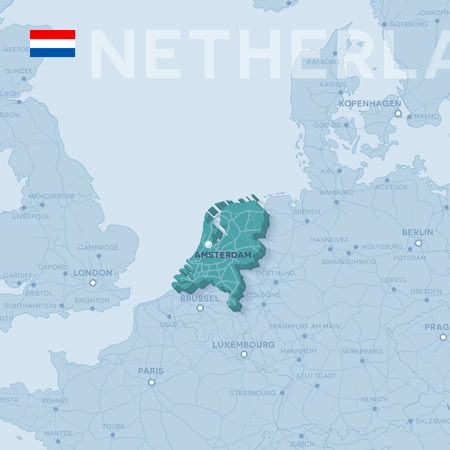 Map of cities and roads in Netherlands.のイラスト素材
