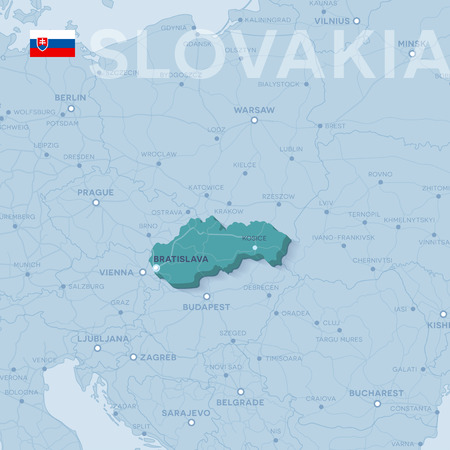 Map of cities and roads in Slovakia.のイラスト素材