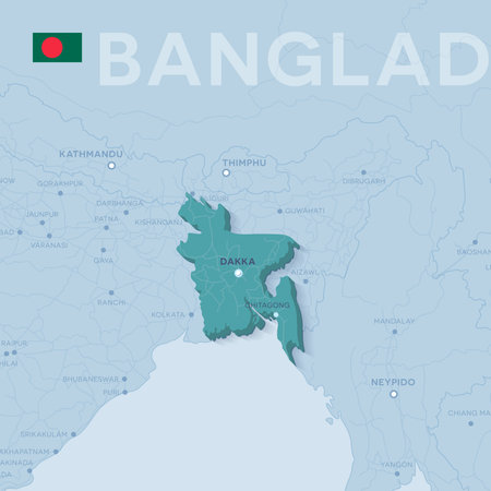 Verctor Map of cities and roads in Bangladesh.のイラスト素材