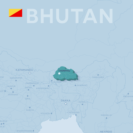 Map of cities and roads in Bhutan Vector illustration.のイラスト素材