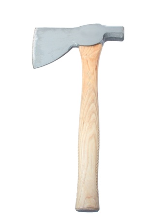 Generic  steel axe on wooden handle  Angled  Isolated on whiteの写真素材