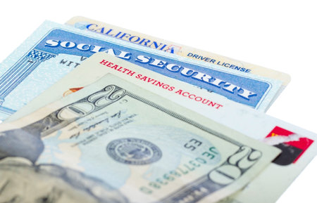 Social security and driver license cards isolated on white 