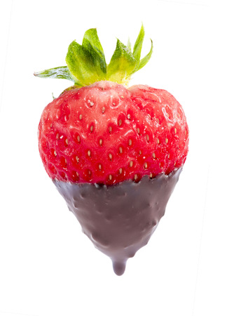 Dark chocolate dipped fresh red strawberry .の写真素材