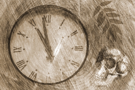 Grunge background with old clockの写真素材