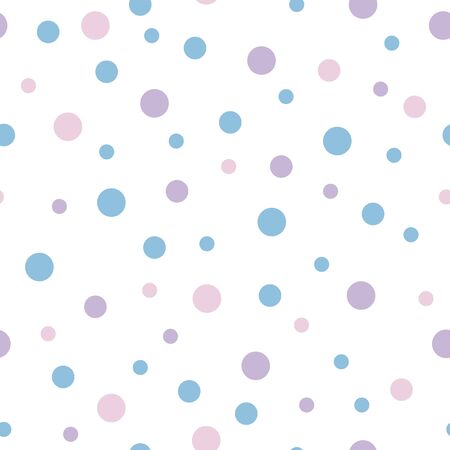Vector seamless pattern pastel rainbow with purple, pink, blue polka dots and white background. Perfect for fabric, scrapbooking, wallpaper projects.のイラスト素材