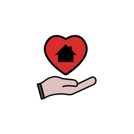 hand symbol with heart and house inside. Design template vectorのイラスト素材