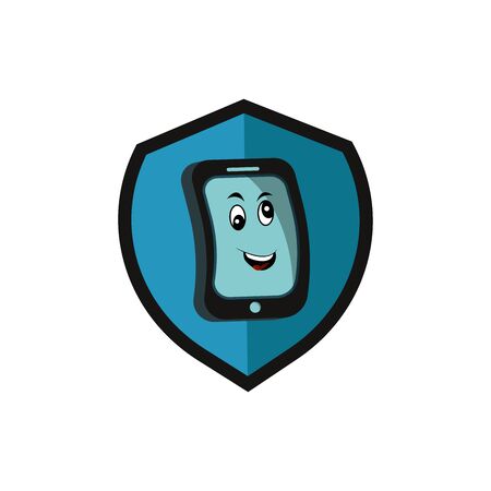 Illustration of an mobile phone shield security character mascot. Design template vectorのイラスト素材
