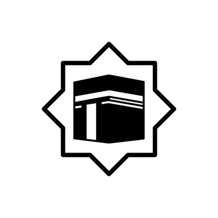 Kaaba hajj Mecca pray pilgrimage Ramadan Islam muslim mosque icon vector symbol illustration. Design template vectorのイラスト素材