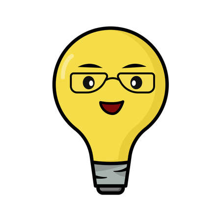 Lamp bulb cartoon character. Design template vectorのイラスト素材